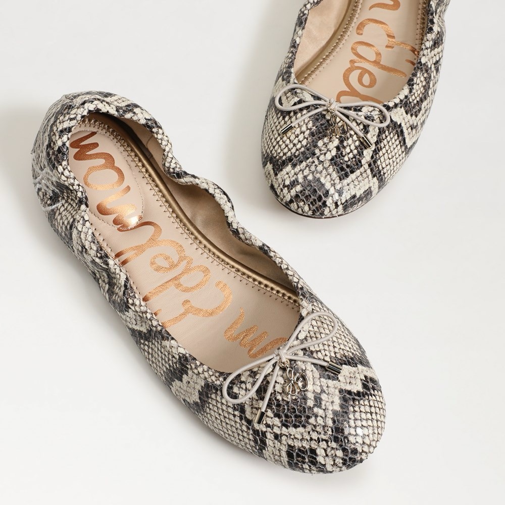 Sam Edelman Felicia Ballet Flat in Black/White Snake Print Leather